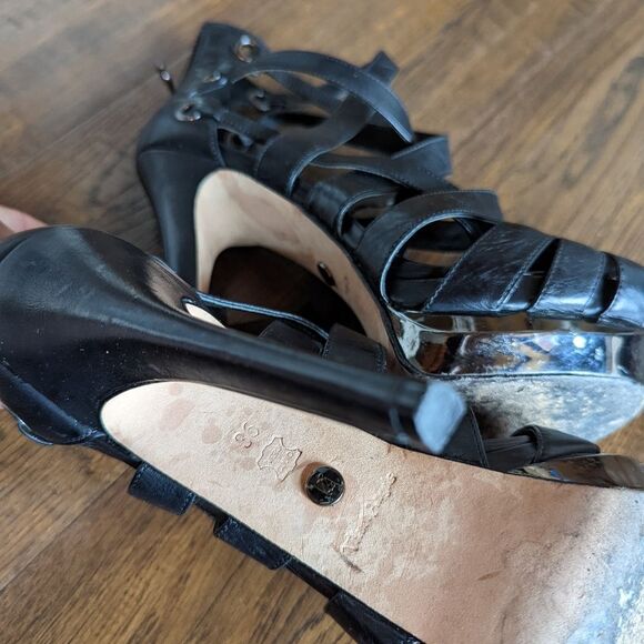 Velvet Angels Size 5.5 (36) Black Strapped Heel. - Picture 6 of 7